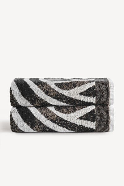 Cherx Pluma Yarn Dyed 2-Piece Bath Towel Set Stone 76X150