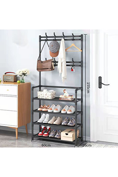 ENAGRO Organizer/Shoe Rack/Hanger, Dimensions: 80x29.5x154cm, Color: Black