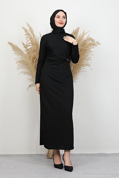 GİYZAMİLA Φόρεμα με φιόγκο στη μέση μαύρο