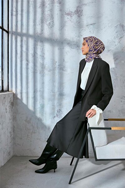 Silk Home Eșarfă din bumbac moale Violet Galben Crem Cu model geometric Textu...