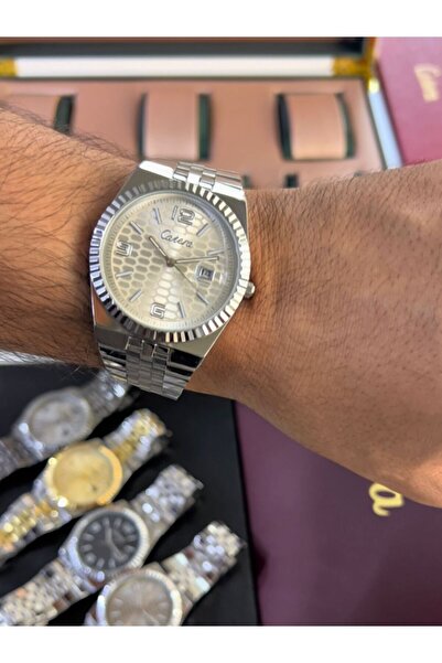 catera Limited-time offer: Men's watches with a steel strap, silver color, white dial, and two-tone black dial.