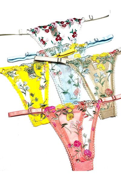 mendoza store Ρυθμιζόμενο εσώρουχο με δαντέλα με λουλούδια 5 τμχ