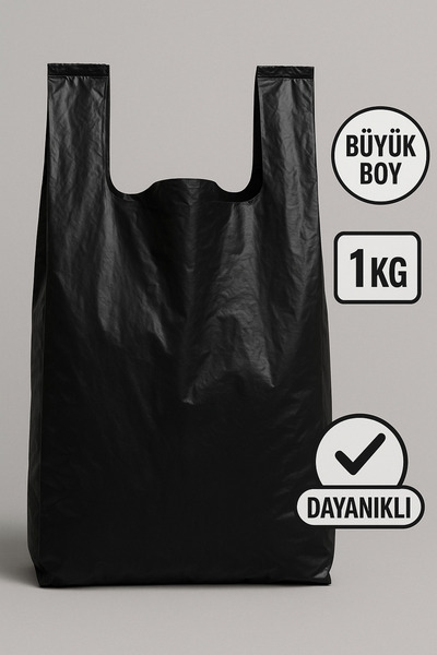 NEX Siyah Atlet Poşet – Büyük Boy | 1 KG Ekstra Dayanıklı