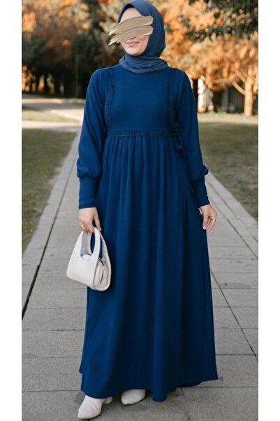 H HİJAB CENTER Navy Blue Lace Dress Nsr 5105