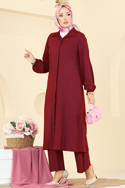 ModaMerve Gizli Düğmeli Belmando Takım 0340BG354-MS Bordo