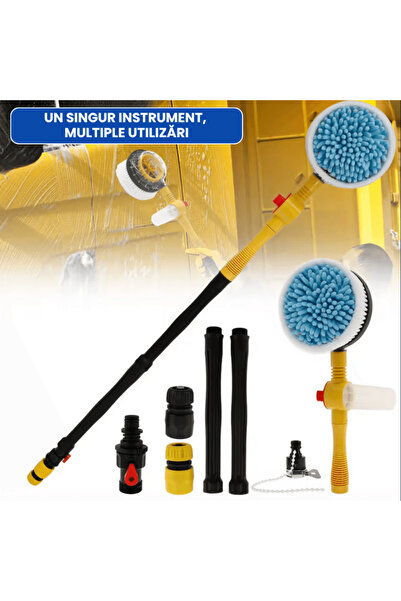 OferteTop 2-in-1 Rotating Brush with Extendable Handle and Soap Dispenser for Car Wash