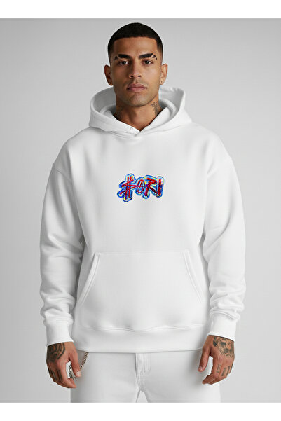 LORVEX Hanorac oversize unisex cu glugă, 100% bumbac, imprimat SORI