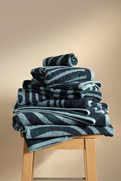 Cherx Pluma Yarn Dyed 2-Piece Bath Towel Set Petrol 76X150