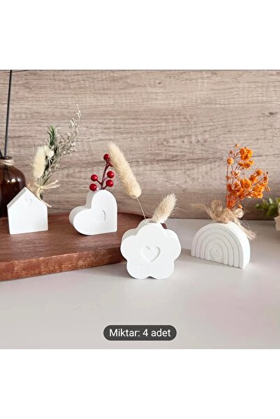 Opulent Accessories Gökkuşağı, ev, çiçek,kalp 4 adet vazo,dekoratif ev masa aksesuarı,yeni yil,yeni ev,yeni is