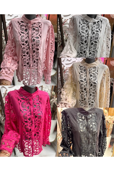 ŞEHRAZAT BUTİK Lace Buttoned Design Stylish Shirt