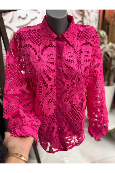 ŞEHRAZAT BUTİK Guipure Collar Design Shirt