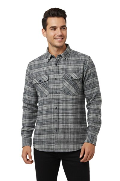 wolente Men's Winter Double Pocket Flap Shirt Bgl-St04931