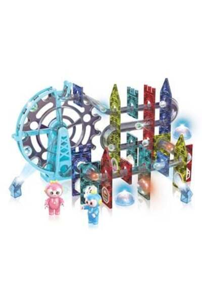 OEM Colored Magnetic Bricks Set - Amusement Park with Light & Music, 120 pieces