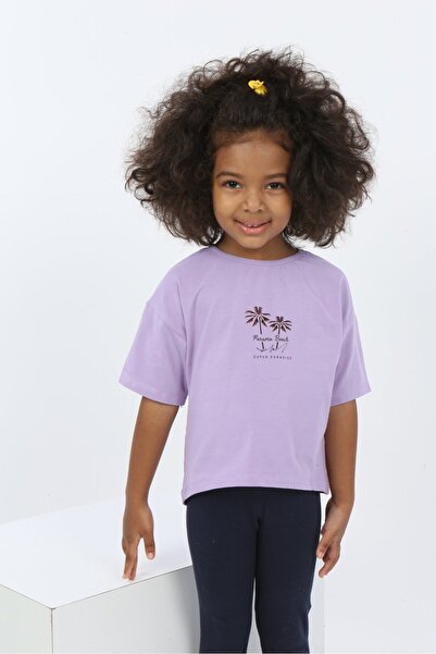 Toontoy Girl's Printed Crew Neck Short Sleeve T-Shirt