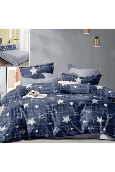 NufJoy Policotton Double Bedding Set 4 pcs Stars Blue-Petrol (230x250, 200x230, 2x50x70)