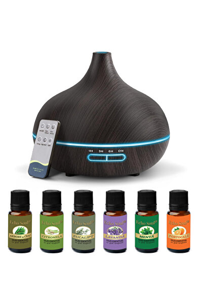 Echo Soul Difuzor de aromaterapie si wellness Echo Soul®, 500 ml cu telecomanda + 6 Uleiuri Esentiale