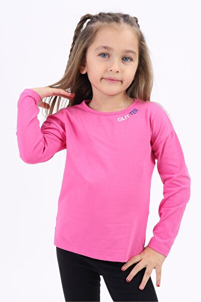 Toontoy تي شيرت بناتي مطبوع بأكمام طويلة وياقة دائرية