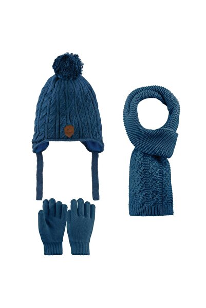 Kitti 4-8 Years Old Boys' Scarf, Beanie, Gloves Set with Fleece Inside 3-Piece Set 25170-10