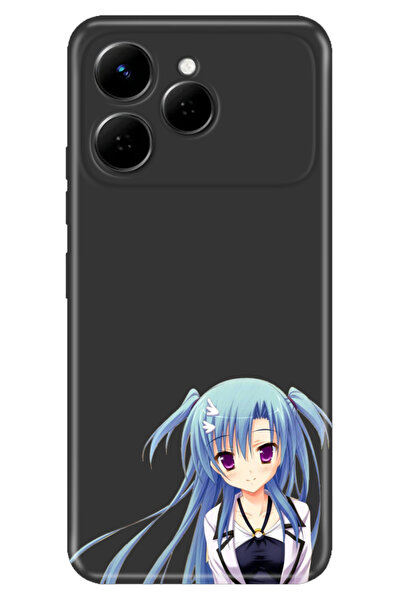 TECNO Spark 40 4G (KM5n) Kılıf Dekoratif Silikon Baskılı Kapak Mavi Anime Kız