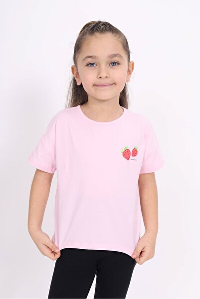 Toontoy Tricou cu mânecă scurtă pentru fete cu imprimeu guler rotund