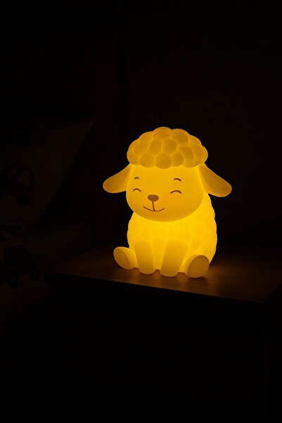 LAYERFORGE SevimliKuzu Gece Lambası LED Çocuk Odası Gece Işığı Beyaz Işık-Sar...