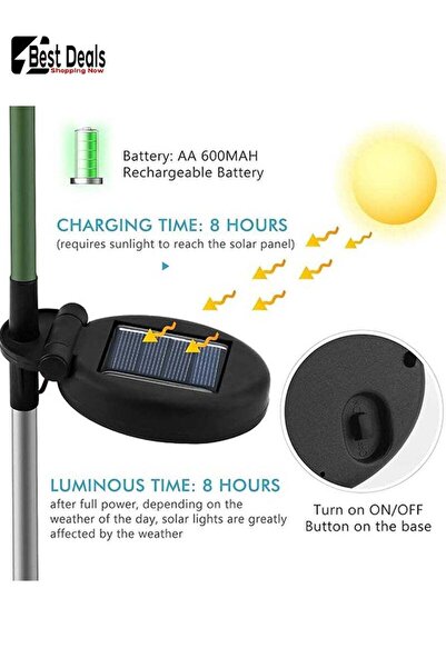 Generic Set Of 2 Solar Simulation Lily Flower Decorative Lights, Adjustable Lighting Type, Colorful Lighting