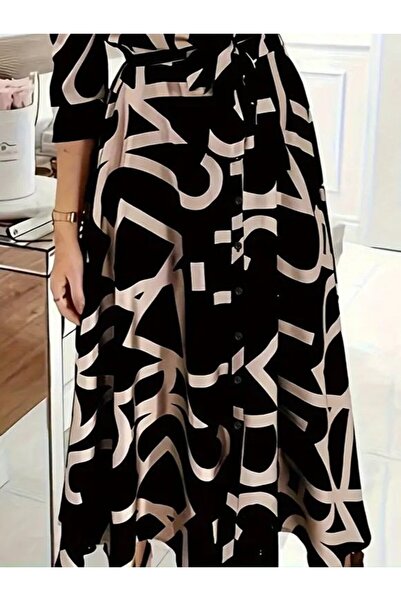 Nnstartshopping Women's Long Sleeve Collared Front Buttoned Long Single Jersey Dress