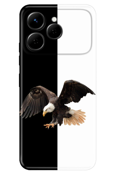 TECNO Spark 40 4G (KM5n) Kılıf Art Silikon Baskılı TPU Siyah Beyaz Parçalı