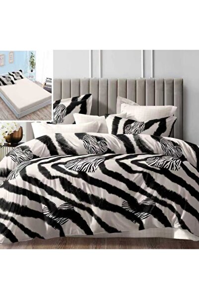 NufJoy Policotton 6-piece Double Bed Linen Set 180x200 cm - Zebra