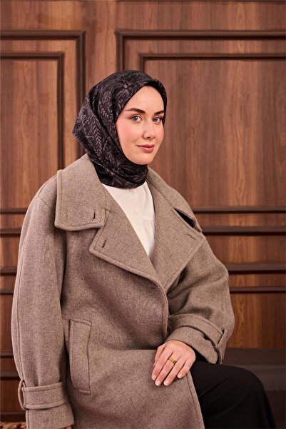 Silk Home Шовкова хустка з твілу, чорний, димчасто-сірий, квітковий візерунок...