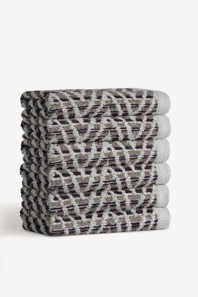 Cherx Zyon Фарбована нитка 6-пакетний набір рушників для гостей Камінь 30x30