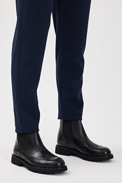 Terziayhan Μαύρες δερμάτινες μπότες χωρίς κορδόνια