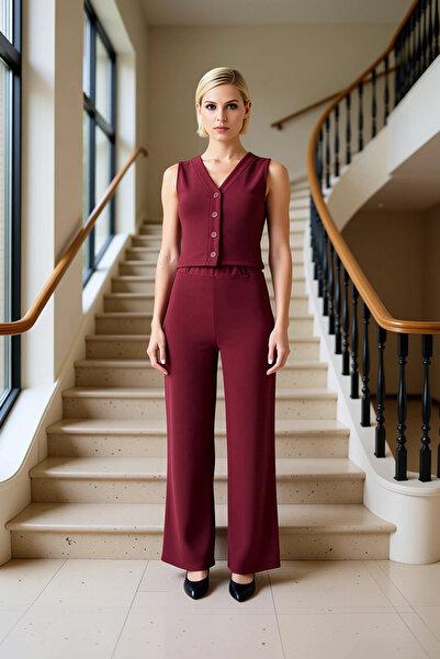 BENERLY Women's Top and Bottom Sleeveless V-Neck Vest and Wide-Leg Pants Set ...