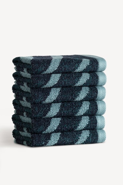 Cherx Набір з 6 гостьових рушників з фарбованою ниткою Pluma, нафта, 30x30