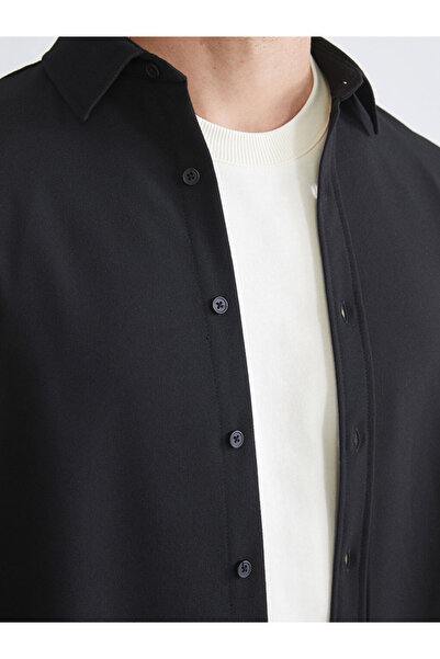 LC Waikiki Ανδρικό μακρυμάνικο πουκάμισο XSIDE μαύρο κανονική εφαρμογή