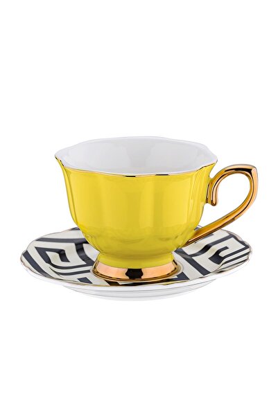 ALBETTO Single person porcelain coffee cup set gilded yellow