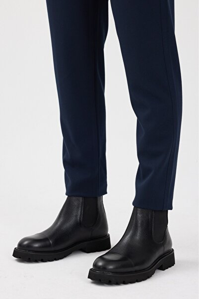 Terziayhan Μαύρες δερμάτινες μπότες χωρίς κορδόνια