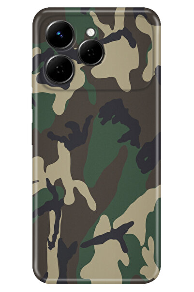 TECNO Spark 40 4G (KM5n) Kılıf Renkli Silikon Baskılı TPU Asker Deseni