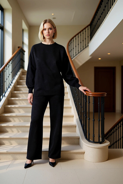 BENERLY Pulover de damă, de culoare uni, cu gât tip crew, cu umeri căzuți, cu...