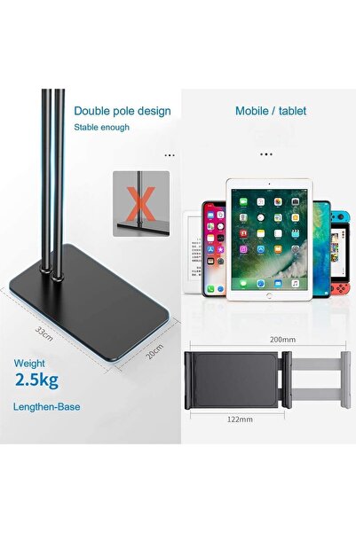 BESTONE 2-in-1 Adjustable Stand for 4.6-12.5 Inch Phones & Tablets: Versatile for Bedside, Desktop, Floor