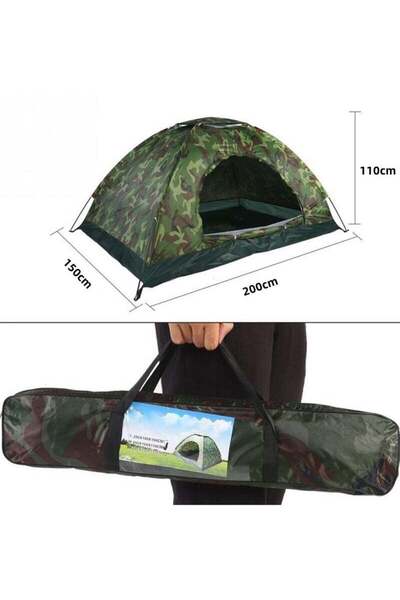 Generic Outdoor Camouflage Tent for 2 People - Durable Single Camping & Mountaineering Tent, Mosquito Net