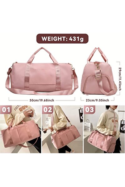 Baytion Sport Waterproof Travel Duffel Bag - Foldable Gym Bag with Shoe Compartment (Pink)