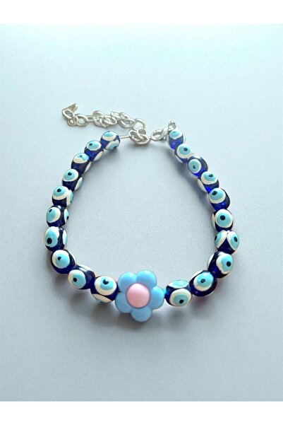 Genel Markalar Tasarım, Nazar Boncuklu Mavi Çiçekli Kedi-Köpek Tasması