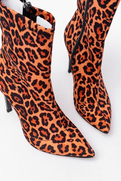 Zerenyus Zri̇n-4811 Premium Leopard Thin Heeled Zippered Women's Boots