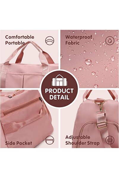 Baytion Sport Waterproof Travel Duffel Bag - Foldable Gym Bag with Shoe Compartment (Pink)