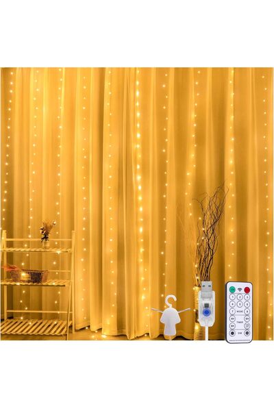 Baytion Curtain String Light, 300 LED, 3x3 m USB Fairy Curtain Lights with Remote Control (Warm Whit
