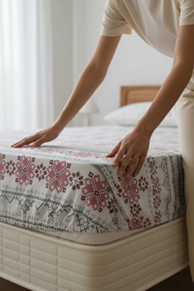 Ercahome tekstil ملاءة سرير مزدوجة مصنوعة من القطن بنسبة 100% - زهور وردية