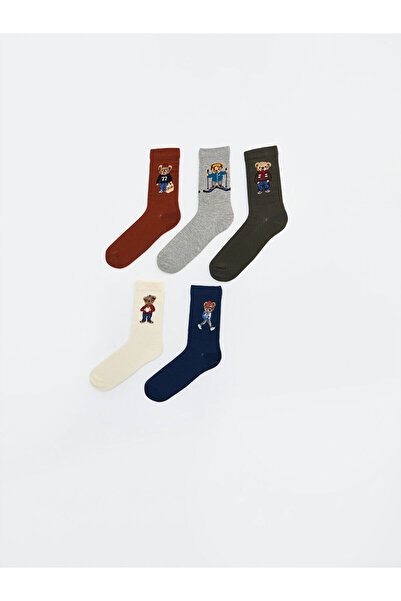 LC Waikiki Bear Teddy με τύπωμα Ανδρικές κάλτσες 5-συσκευασία (W5)