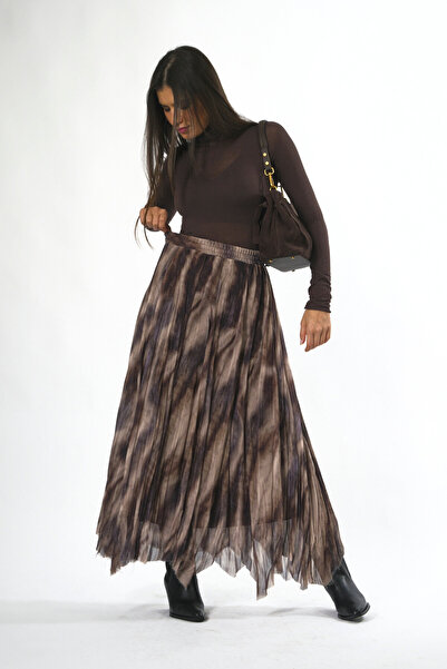 ABBRA Γυναικεία φούστα ασύμμετρης κοπής από σιφόν με ελαστική μέση