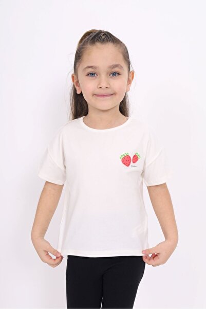 Toontoy Tricou cu mânecă scurtă pentru fete cu imprimeu guler rotund